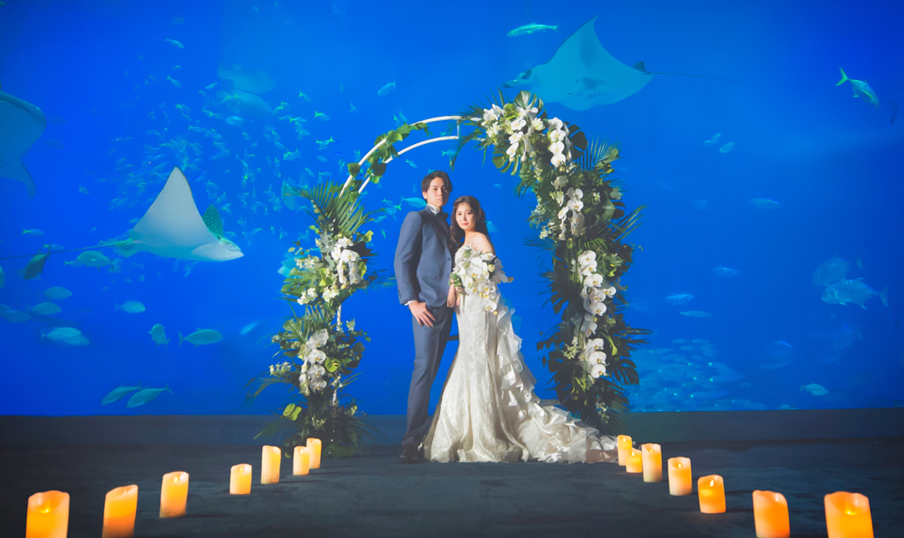 世界最大級水槽的的水族館【美麗海水族館婚禮】