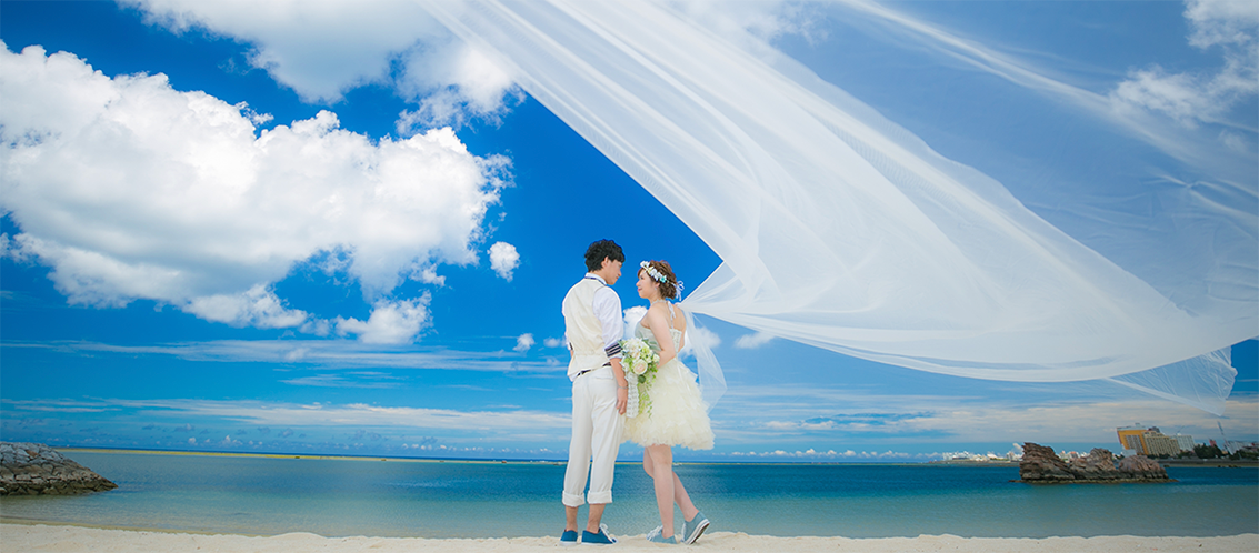在沖繩！超~！超值優惠【海灘外景&影棚拍攝】婚紗照